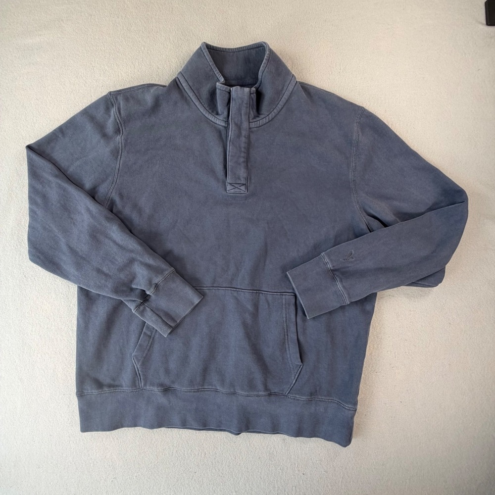 American Eagle Super Soft Fleece Pullover Mock Neck Snap Blue Gray Mens Size XL
